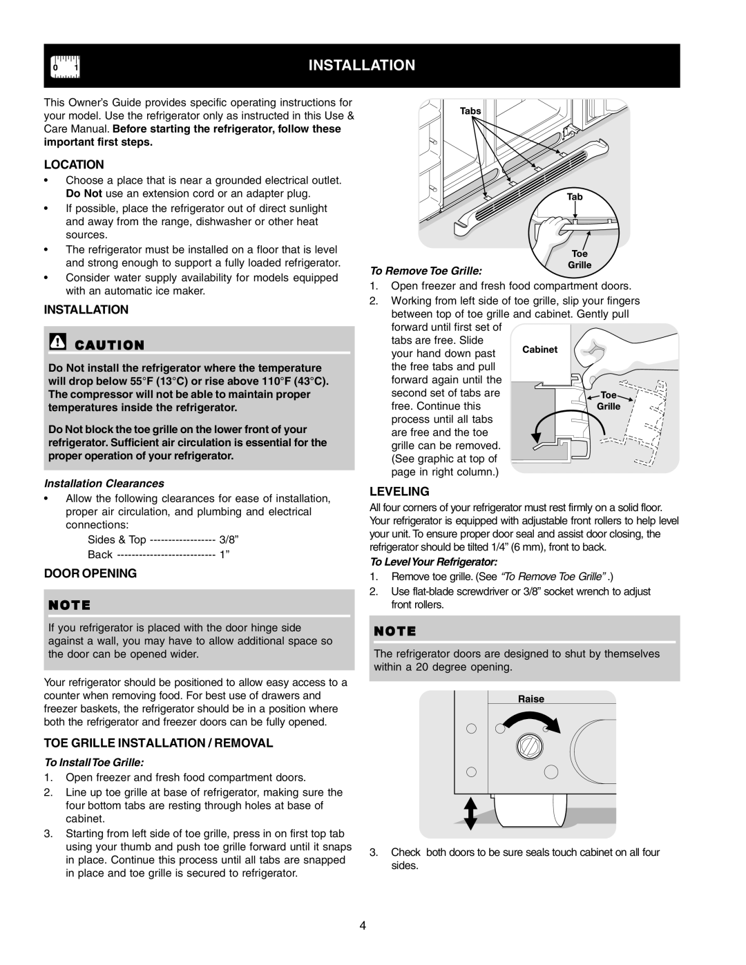 Frigidaire FRS23F4CW3, FRS6R5EMB1, FRS6R5EMB3, FRS6R5EMB0, FRS23F4CW5, FRS23F4CB2, FRS23F4CB5, FRS23F4CB3, FRS6R4EW2 Installation 