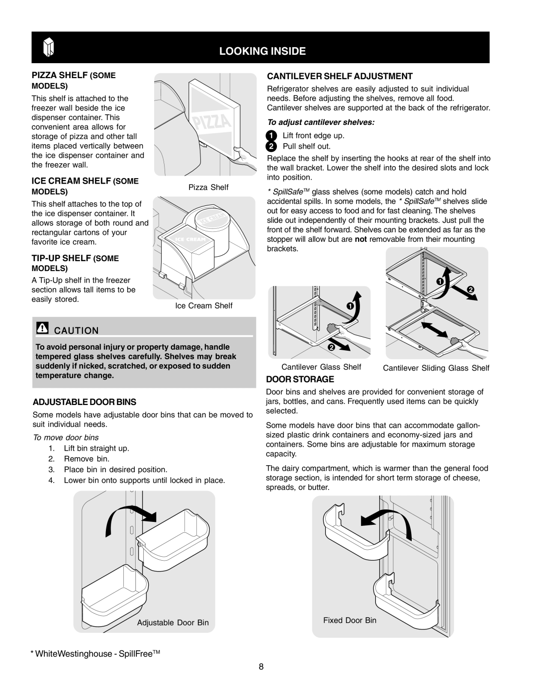 Frigidaire FRS23F4CW2, FRS6R5EMB1, FRS6R5EMB3, FRS6R5EMB0, FRS23F4CW5, FRS23F4CW3, FRS23F4CB2, FRS23F4CB5 manual Looking Inside 