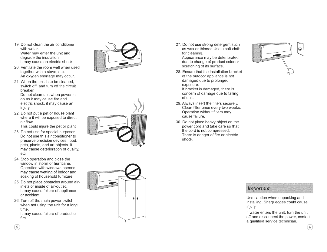 Frigidaire FSC24CH8M, FSC18CH8MV, FSC12CH8MV, FSC24CH7M, FSC09CH8MV, FSC12CH7M, FSC09CH7M Donotcleantheairconditioner 