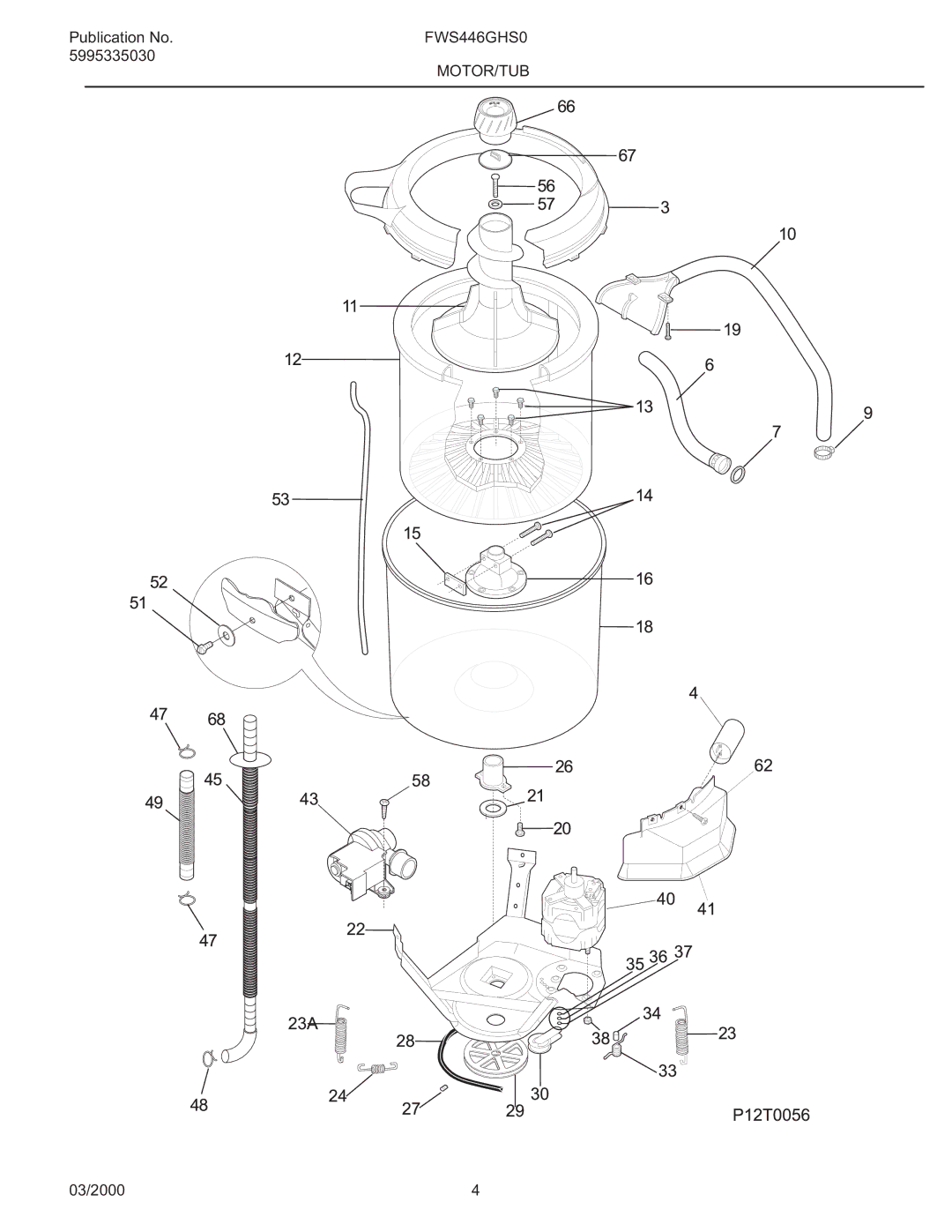 Frigidaire FWS446GHS0 manual Motor/Tub 