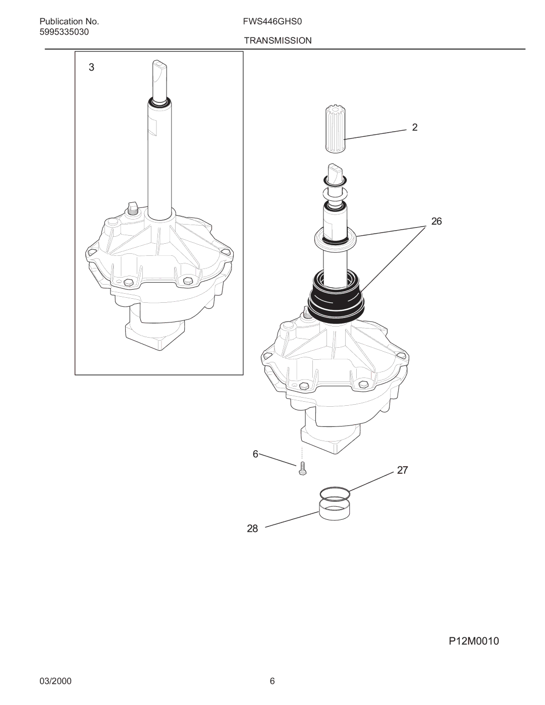 Frigidaire FWS446GHS0 manual Transmission 