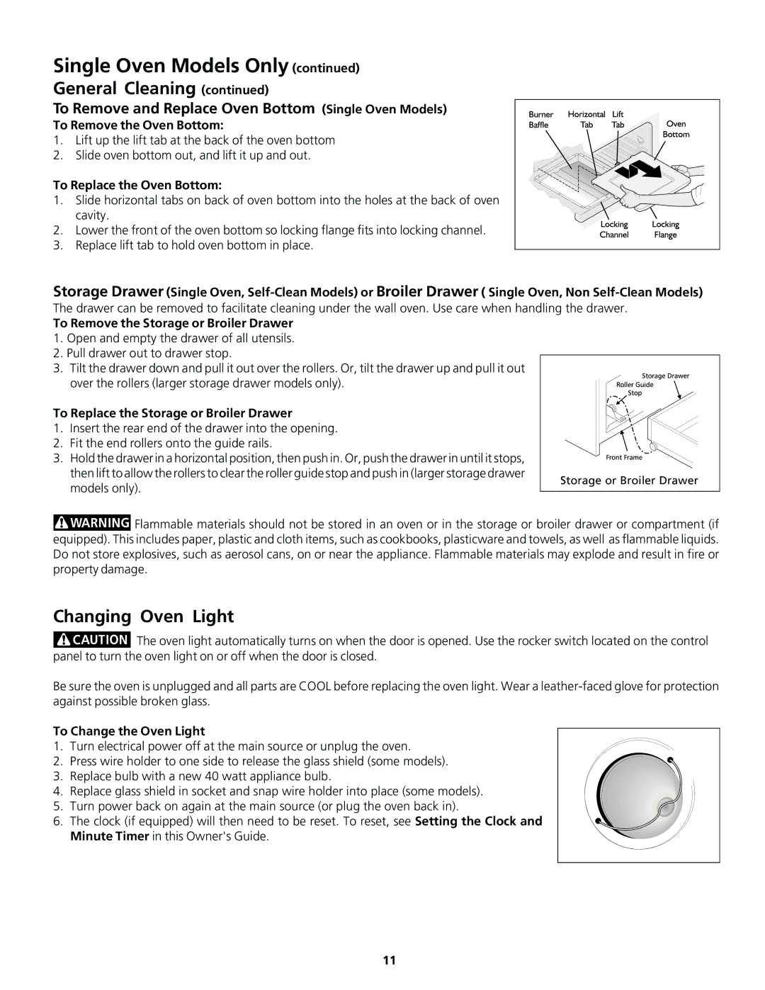 Frigidaire Gas Oven important safety instructions To Remove and Replace Oven Bottom Single Oven Models 