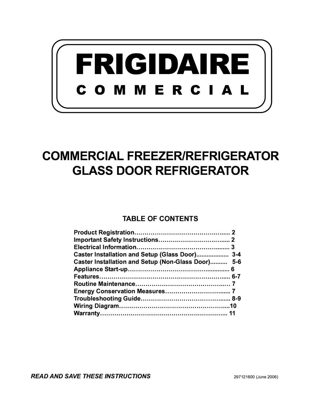 Frigidaire GLASS DOOR REFRIGERATOR important safety instructions Frigidaire 