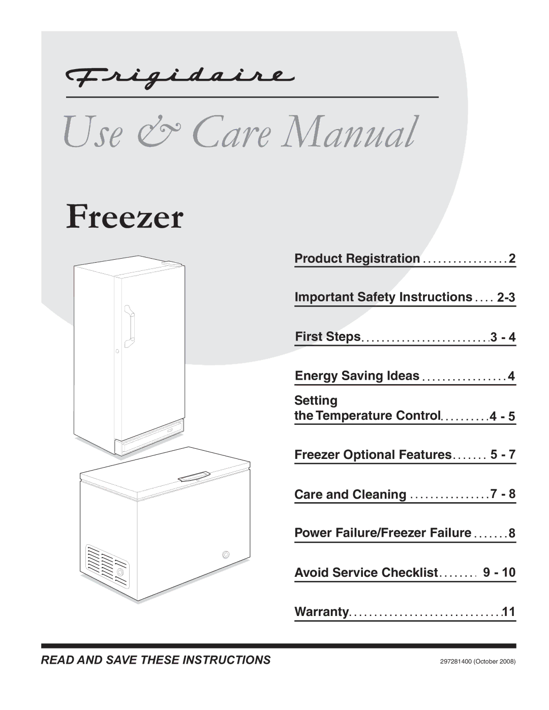 Frigidaire GLFH21F8HW, GLFH17F8HW, FFU21F5HW, FFU14F7HB, FFH17F7HW, FFU14F7HW important safety instructions Use & Care Manual 