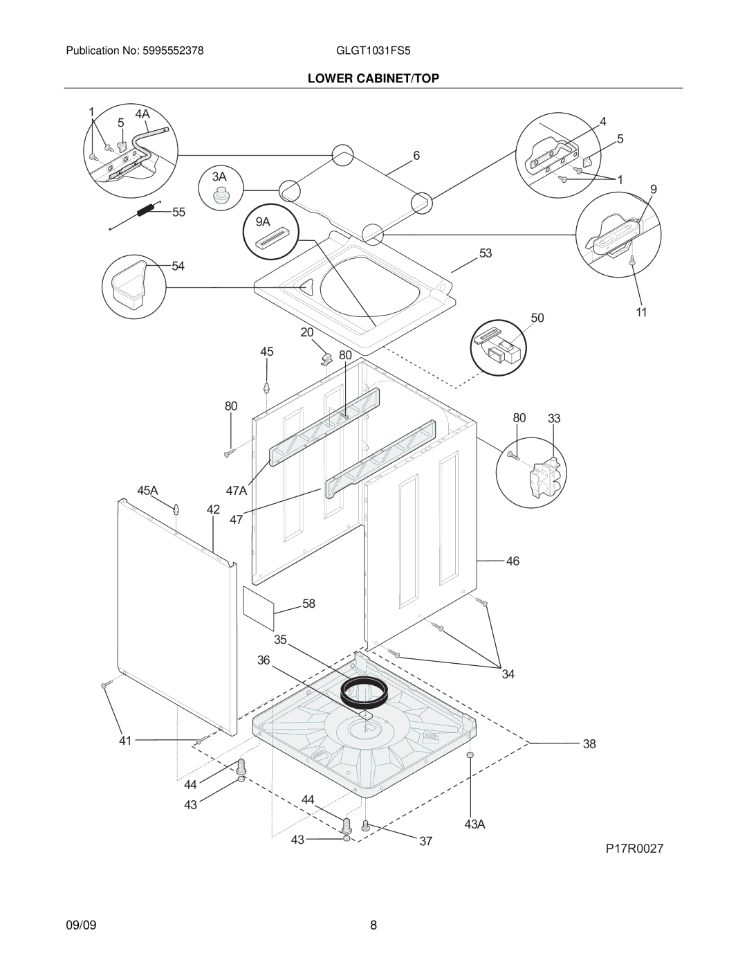 Frigidaire GLGT1031F installation instructions Lower CABINET/TOP 