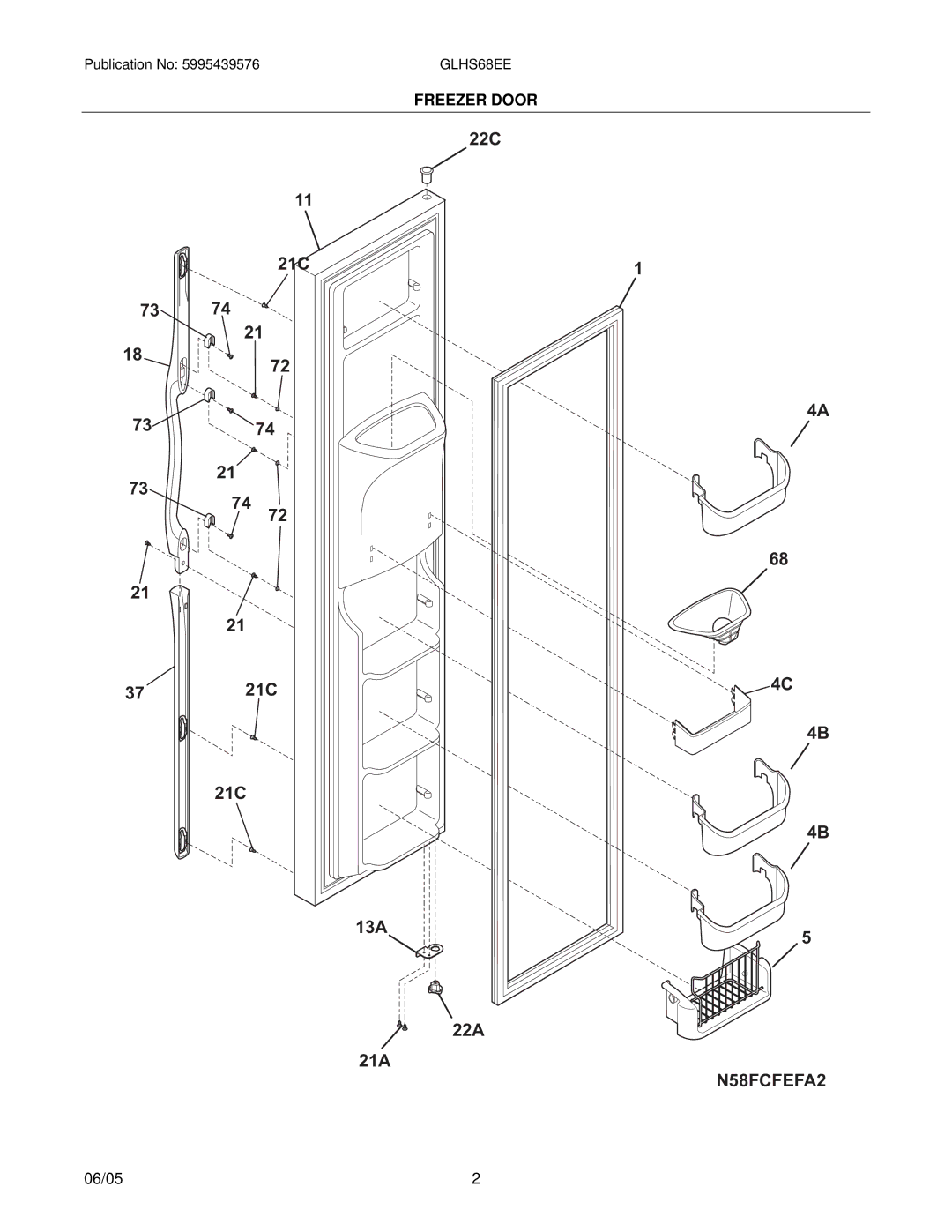 Frigidaire GLHS68EE manual N58FCFEFA2 