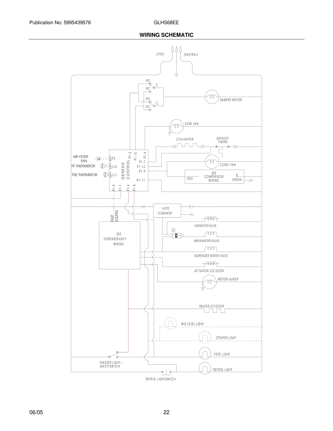 Frigidaire GLHS68EE manual Wiring Schematic 