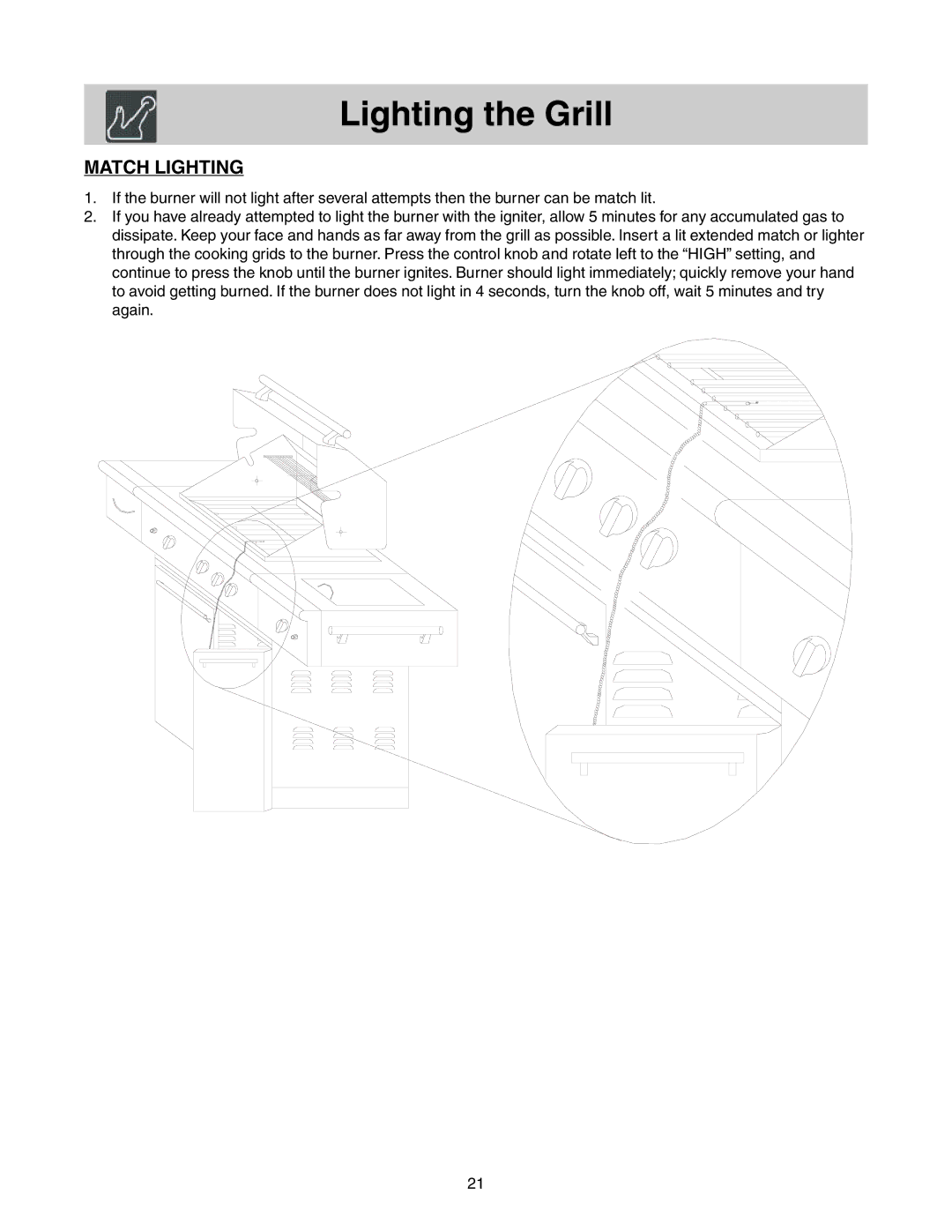 Frigidaire Grill with Electronic Ignition warranty Match Lighting 