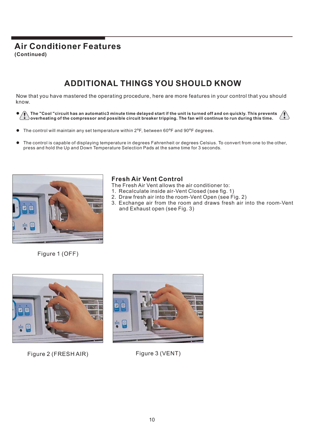 Frigidaire HEAVY DUTY AIR CONDITIONER manual Additional Things YOU should Know, Fresh Air Vent Control 