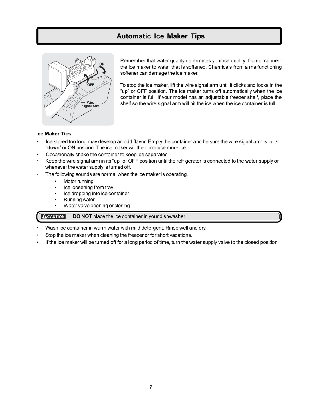 Frigidaire IM115 installation instructions Automatic Ice Maker Tips 