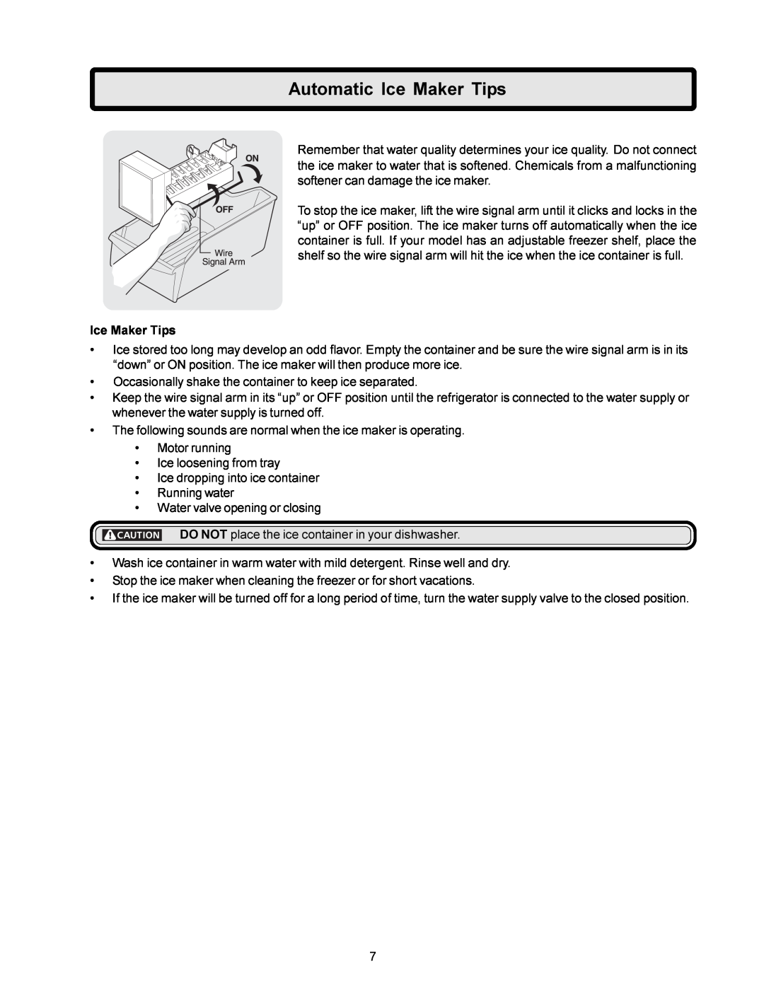 Frigidaire IM115 installation instructions Automatic Ice Maker Tips 