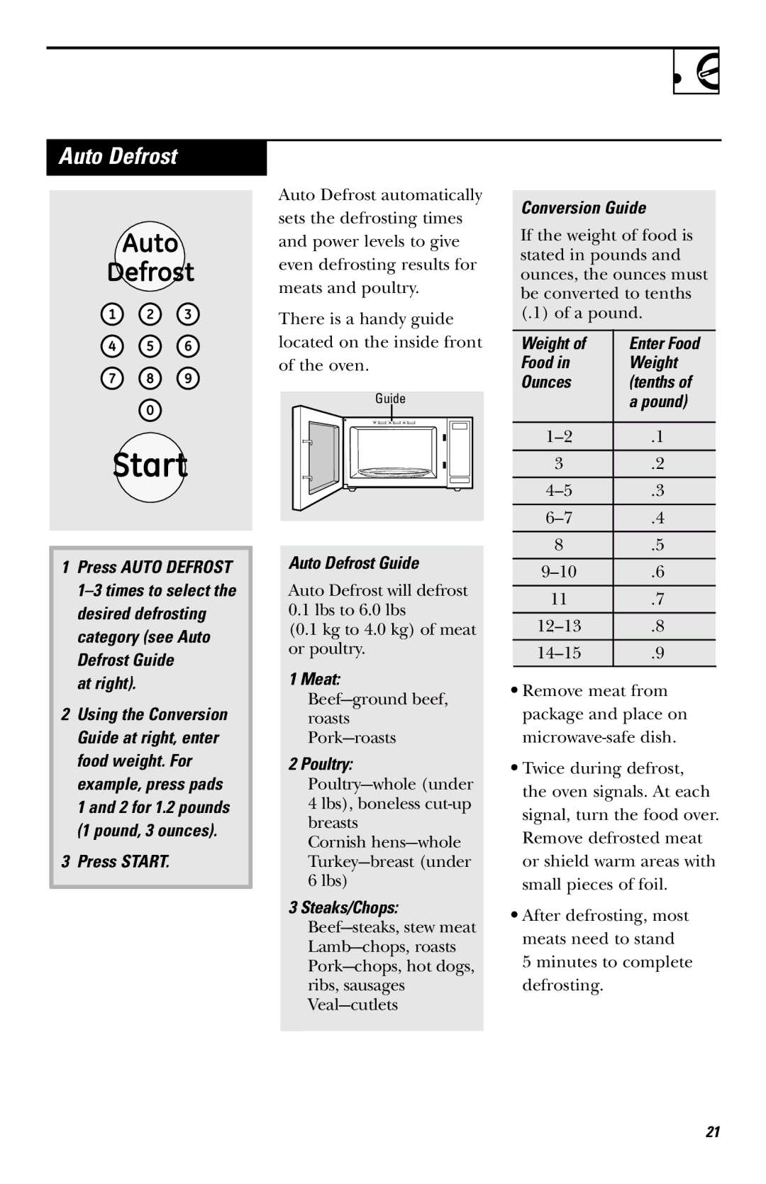 Frigidaire JE740 owner manual Auto Defrost 