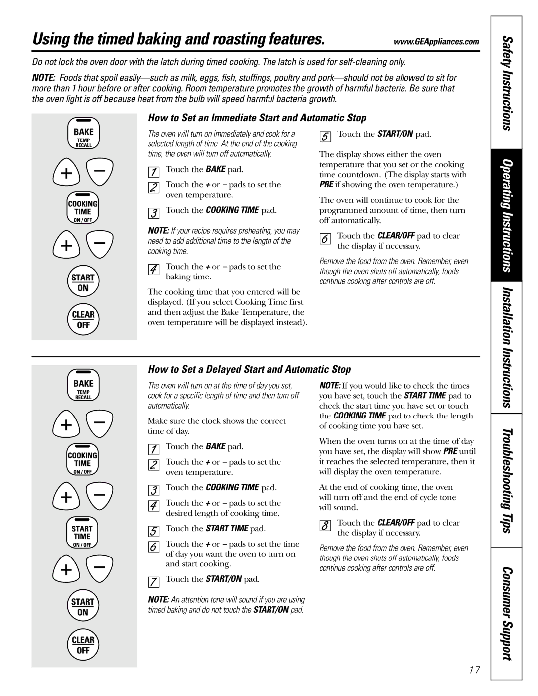 Frigidaire RGB746, JGBP26 Using the timed baking and roasting features, How to Set a Delayed Start and Automatic Stop 