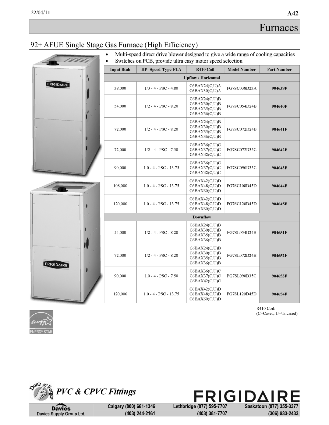 Frigidaire KG7 warranty A42 