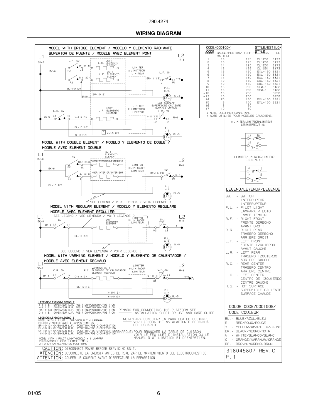 Frigidaire 790.42743401, LA04CT80425-1A, 790.42749401, 42742400, 790.42741402, 790.42742401, LA04CP80425-1 manual Wiring Diagram 