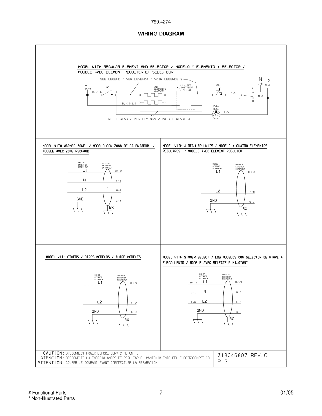 Frigidaire LA04CP80425-1, LA04CT80425-1A, 790.42749401, 42742400, 790.42741402, 790.42742401, 790.42743401 manual Wiring Diagram 