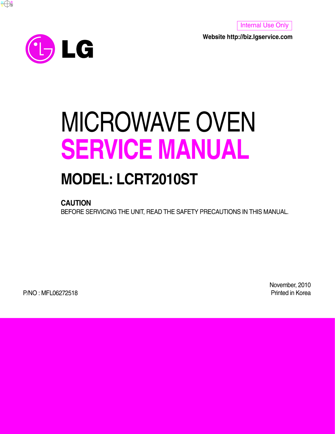 Frigidaire LCRT2010ST service manual Microwave Oven 