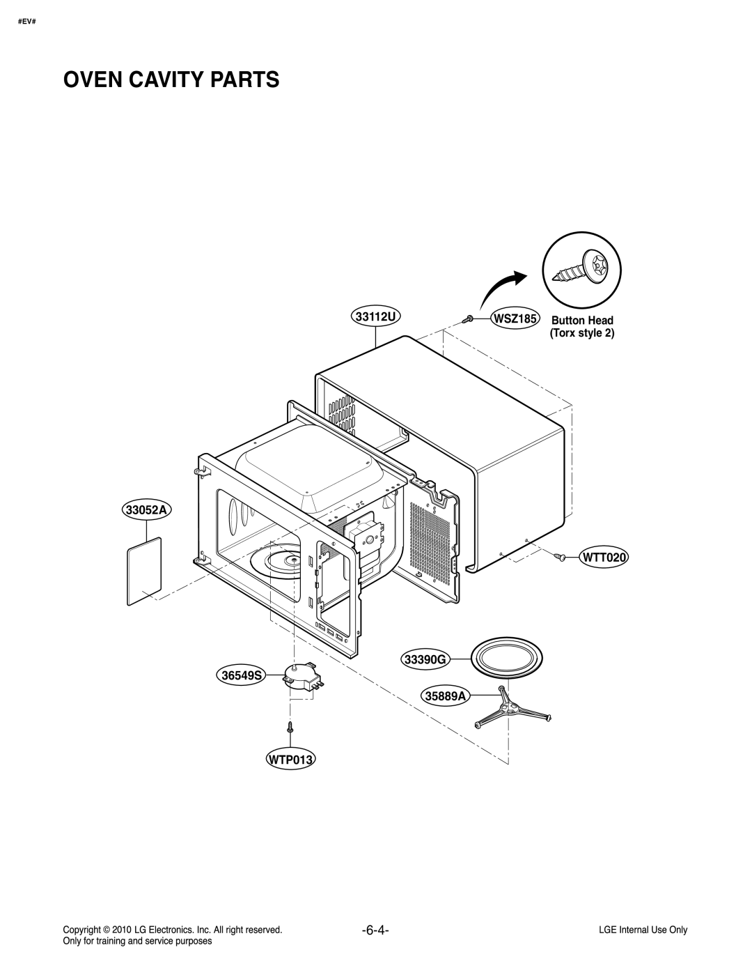 Frigidaire LCRT2010ST service manual Oven Cavity Parts 