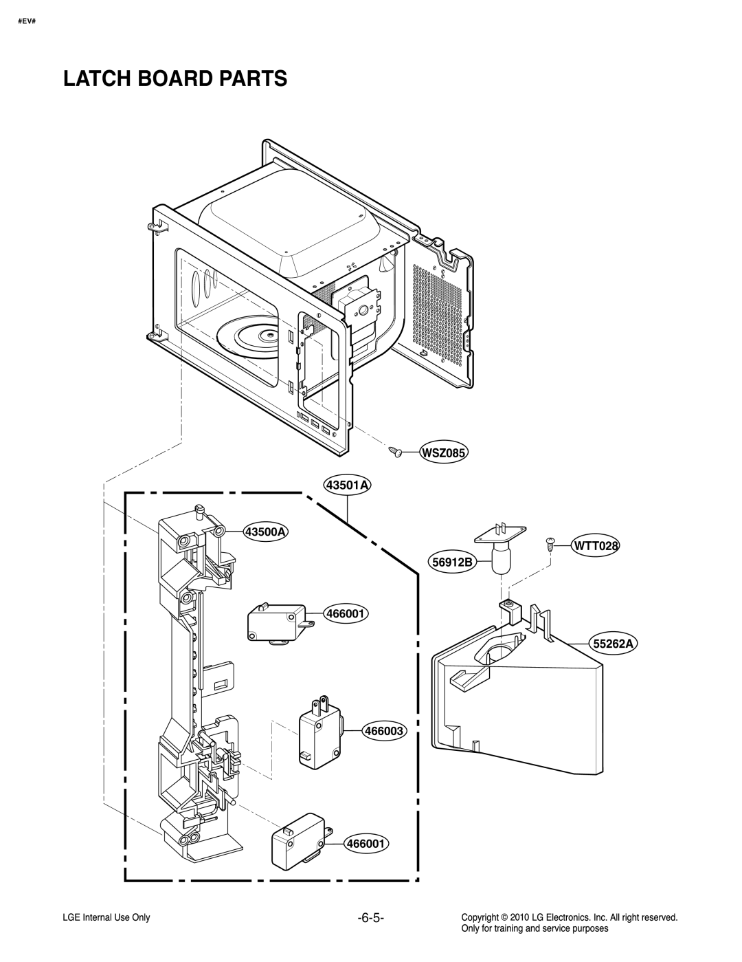 Frigidaire LCRT2010ST service manual Latch Board Parts 