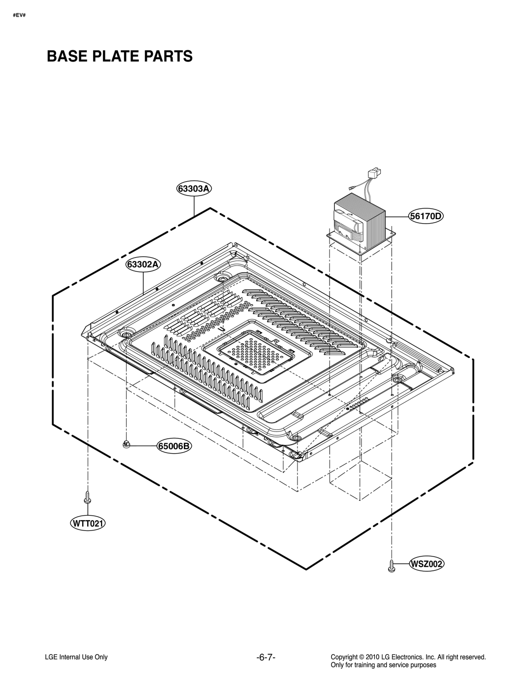 Frigidaire LCRT2010ST service manual Base Plate Parts 