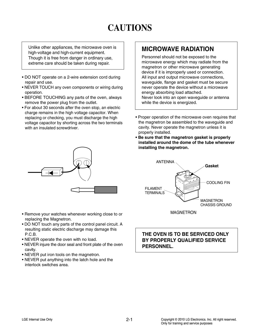 Frigidaire LCRT2010ST service manual Microwave Radiation, Antenna 