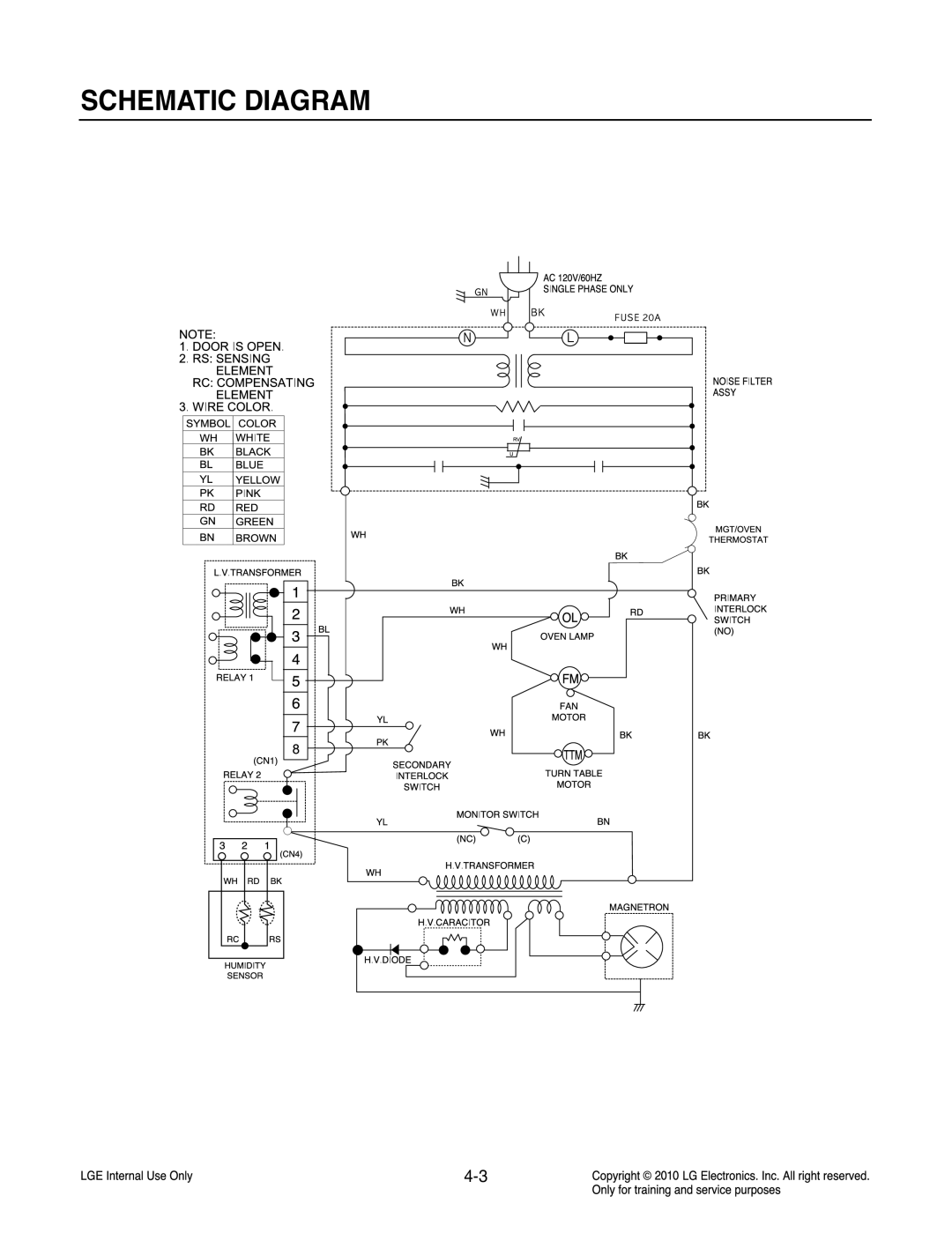 Frigidaire LCRT2010ST service manual Schematic Diagram 