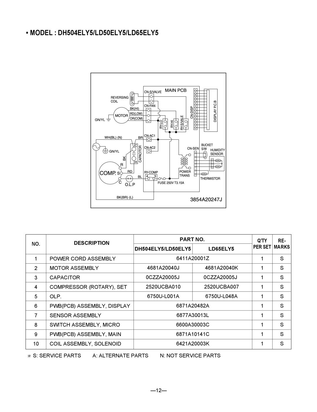 Frigidaire DH300EY5, LD40EY5, DH400MY5, DH400EY5, LD40Y5 Model DH504ELY5/LD50ELY5/LD65ELY5, DH504ELY5/LD50ELY5 LD65ELY5 