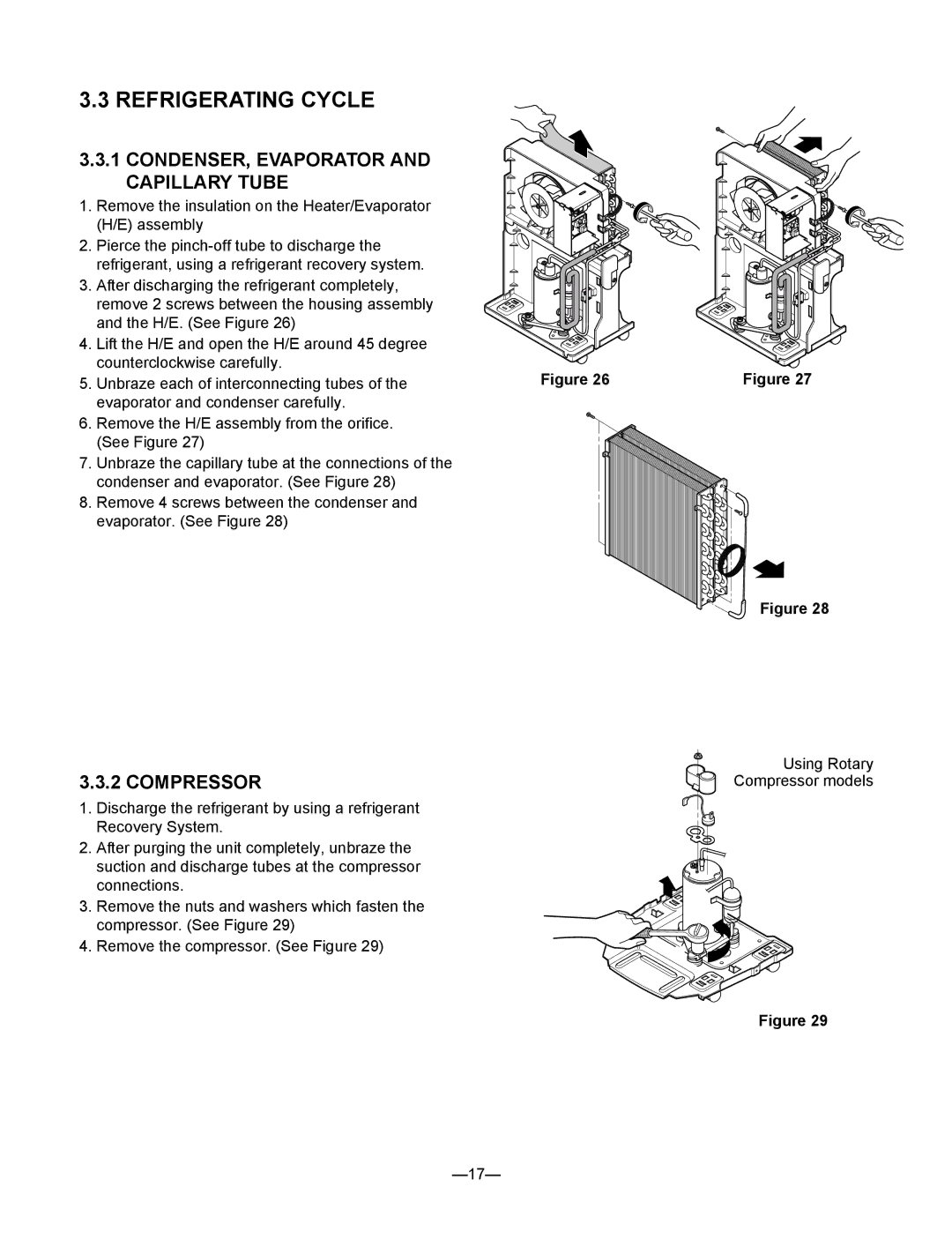 Frigidaire LD50ELY5, LD65ELY5, DH300EY5, LD40EY5, DH400MY5 Refrigerating Cycle, CONDENSER, Evaporator and Capillary Tube 