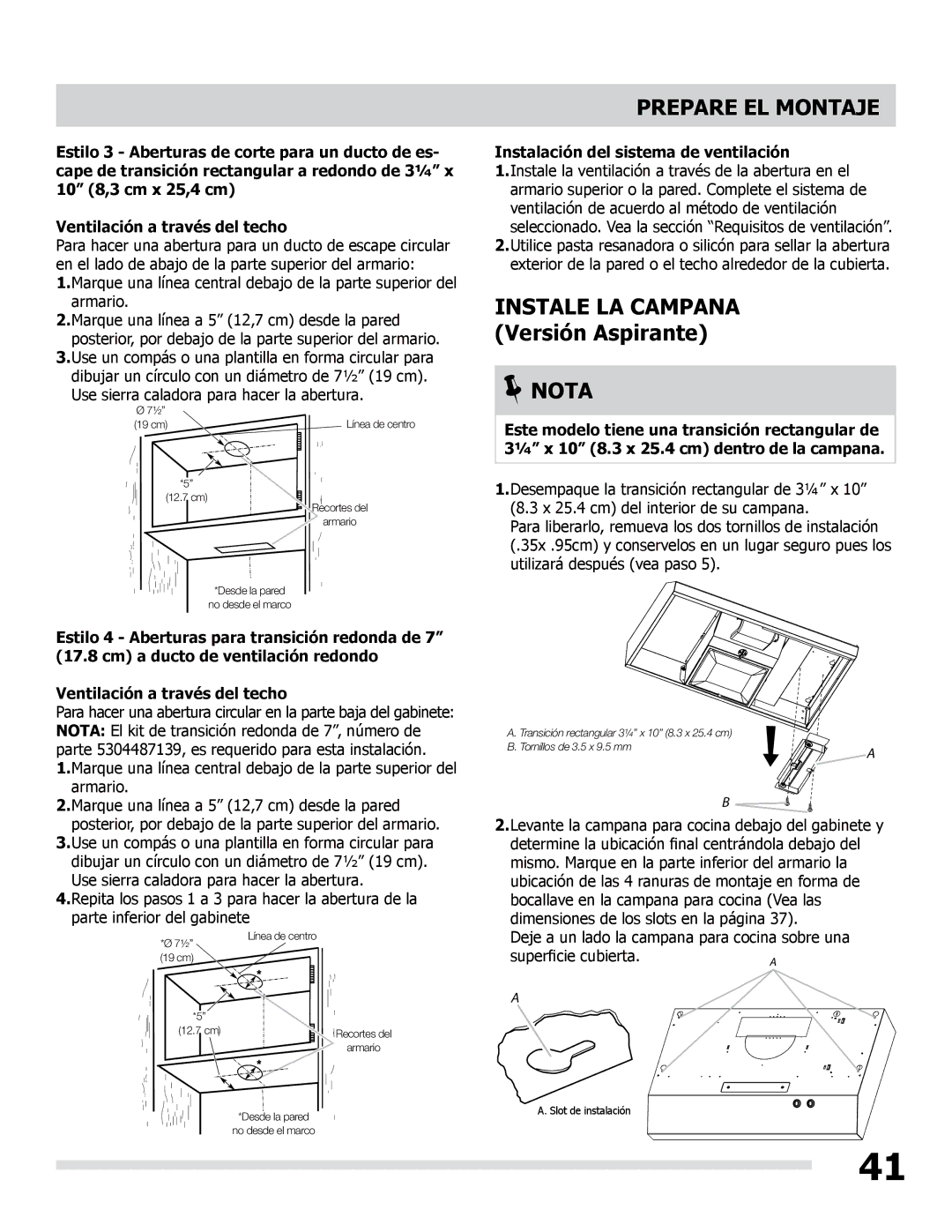 Frigidaire LI30KC manual Instalación del sistema de ventilación 