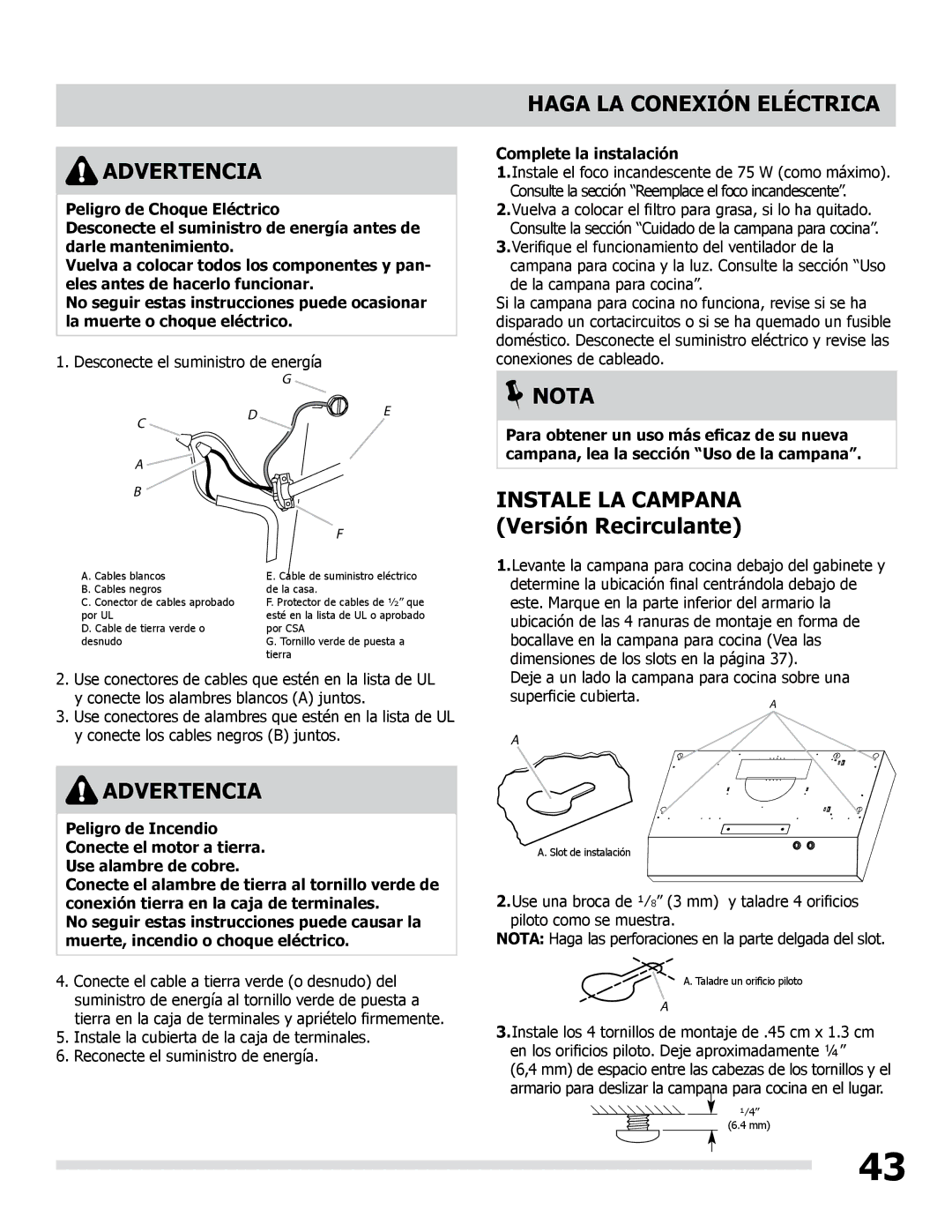 Frigidaire LI30KC manual Haga LA Conexión Eléctrica, Complete la instalación 