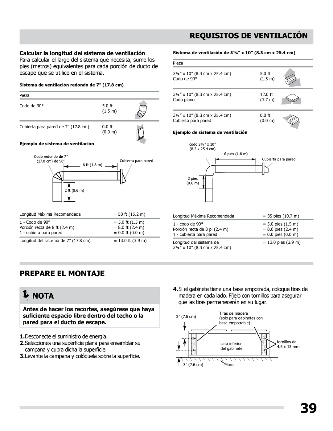 Frigidaire LI30KC manual Prepare EL Montaje Nota 