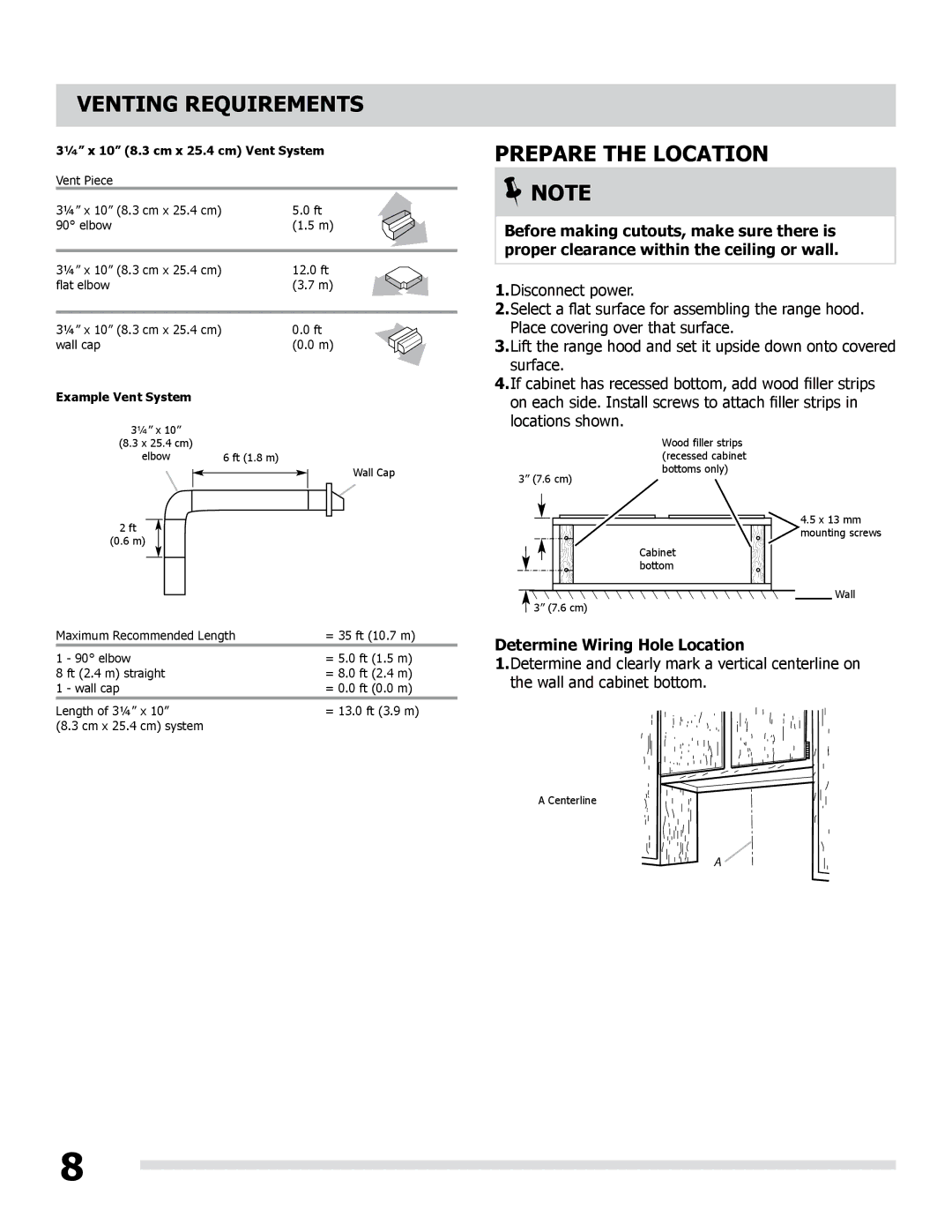 Frigidaire LI30KC/316902495 manual Prepare the Location, Determine Wiring Hole Location 