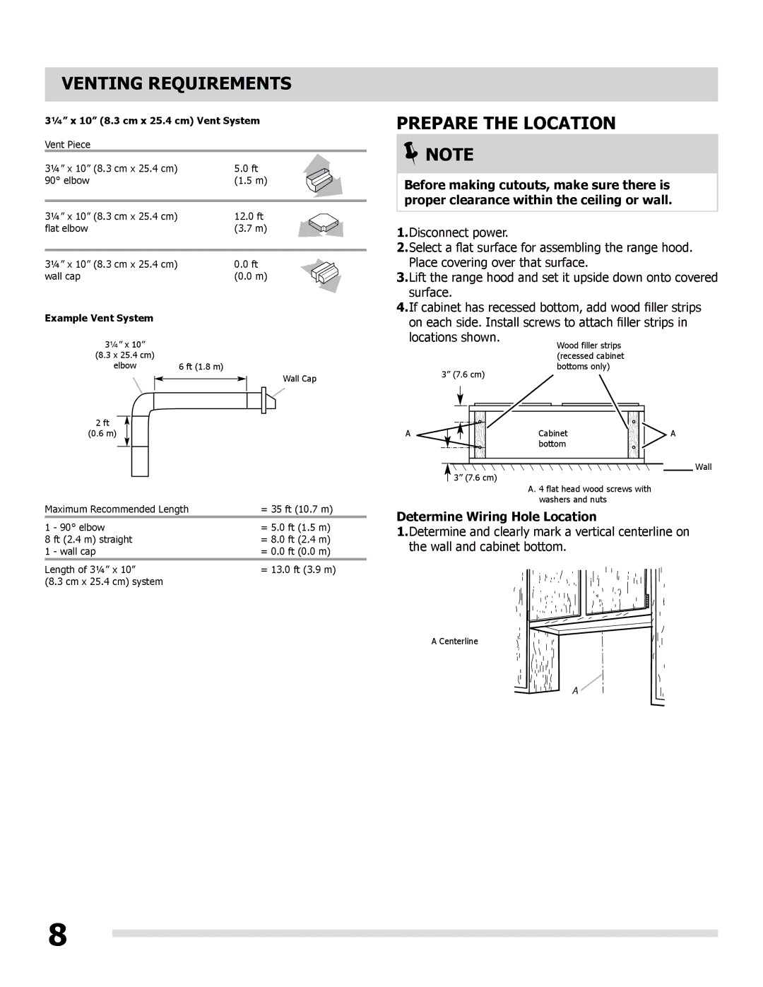 Frigidaire LI30MB manual Prepare the Location, Determine Wiring Hole Location 