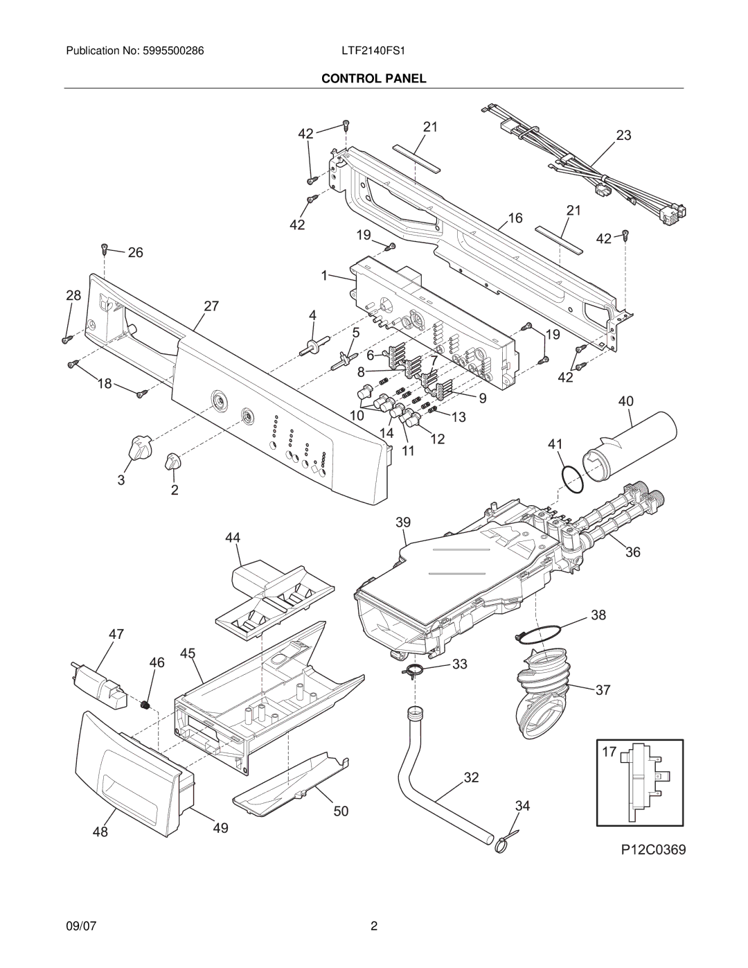 Frigidaire LTF2140FS1 installation instructions Control Panel 