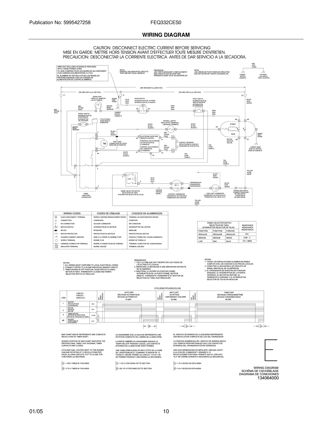 Frigidaire Model No. FEQ332CE installation instructions Wiring Diagram 