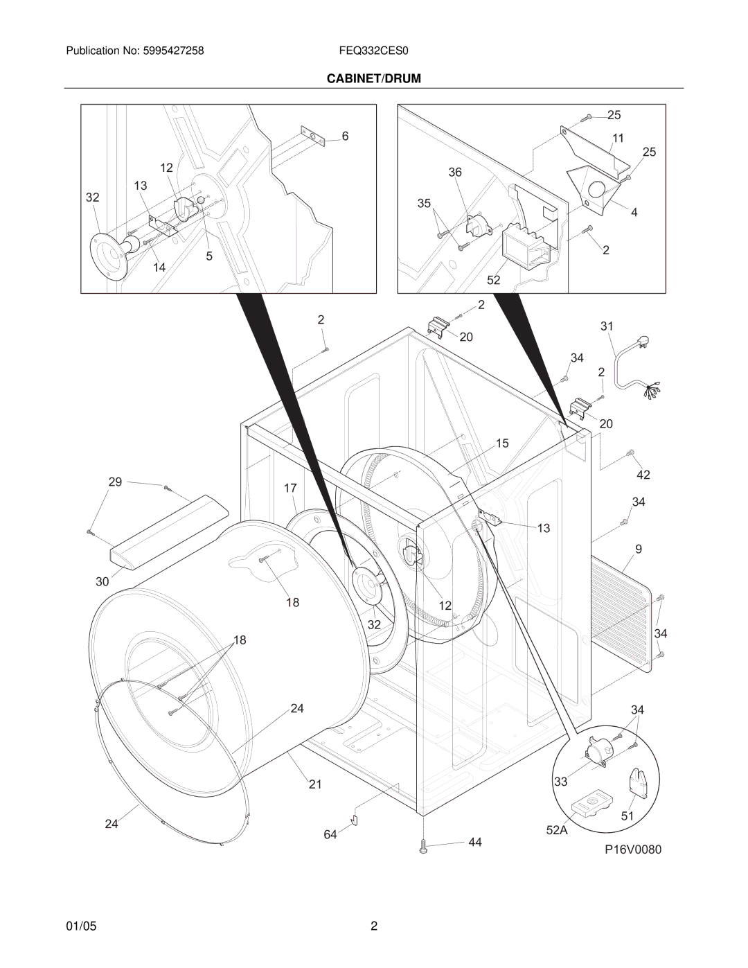 Frigidaire Model No. FEQ332CE installation instructions Cabinet/Drum 