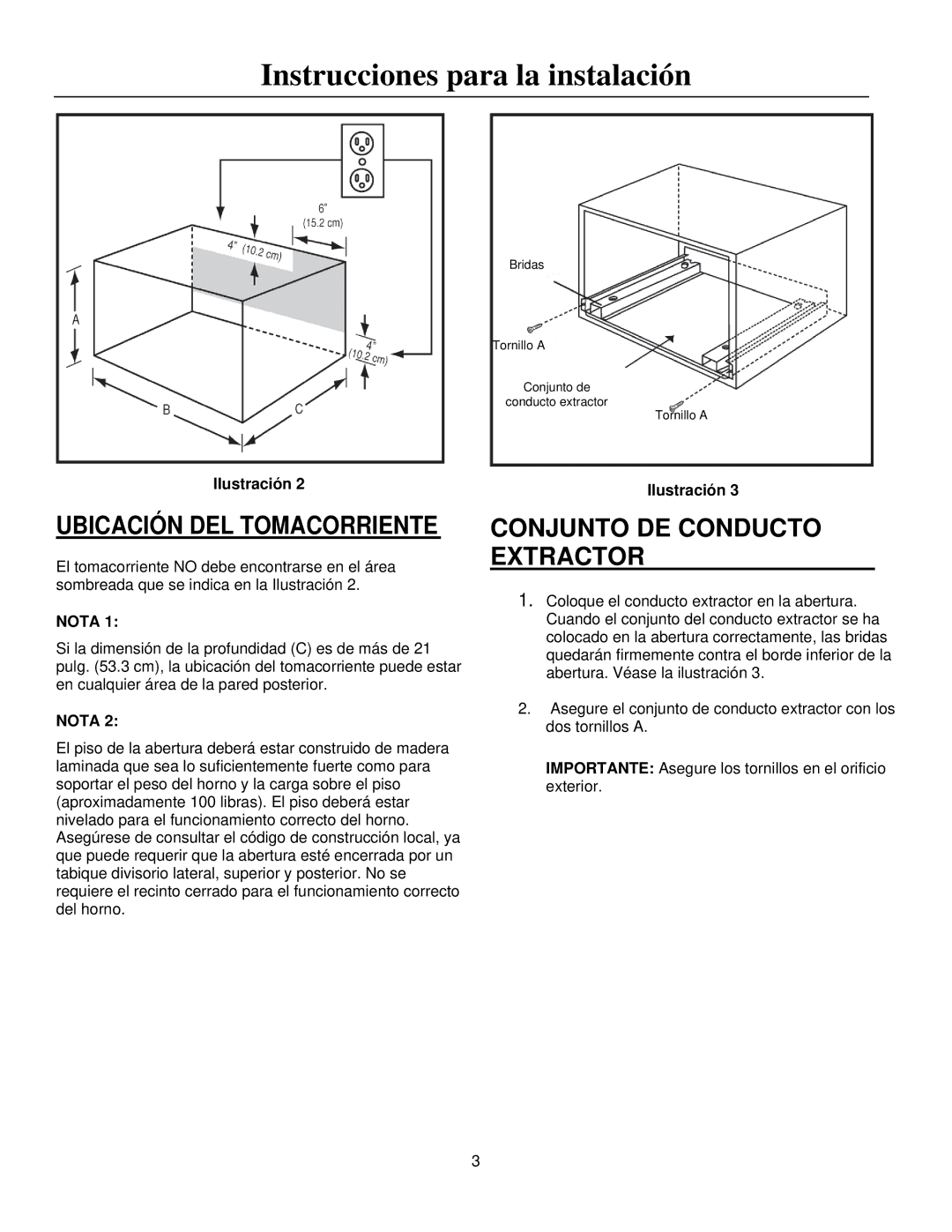 Frigidaire MWTK(P)30K, MWTK(P)27K installation instructions Ubicación DEL Tomacorriente, Conjunto DE Conducto Extractor 