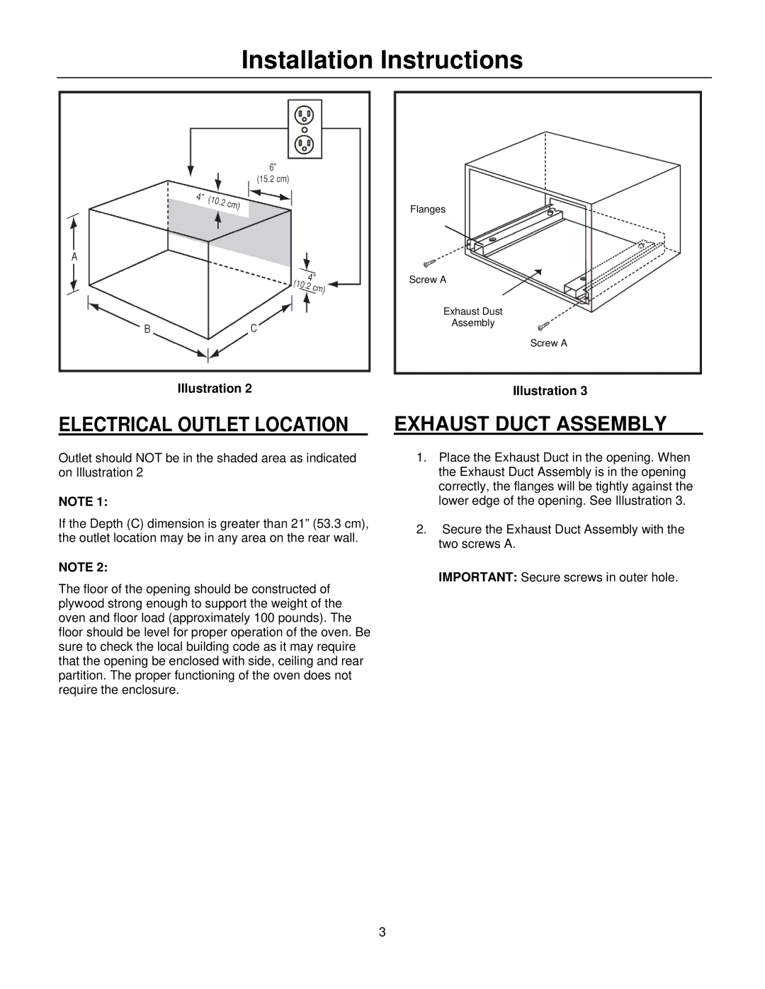 Frigidaire MWTK(P)30K, MWTK(P)27K installation instructions Electrical Outlet Location, Exhaust Duct Assembly 