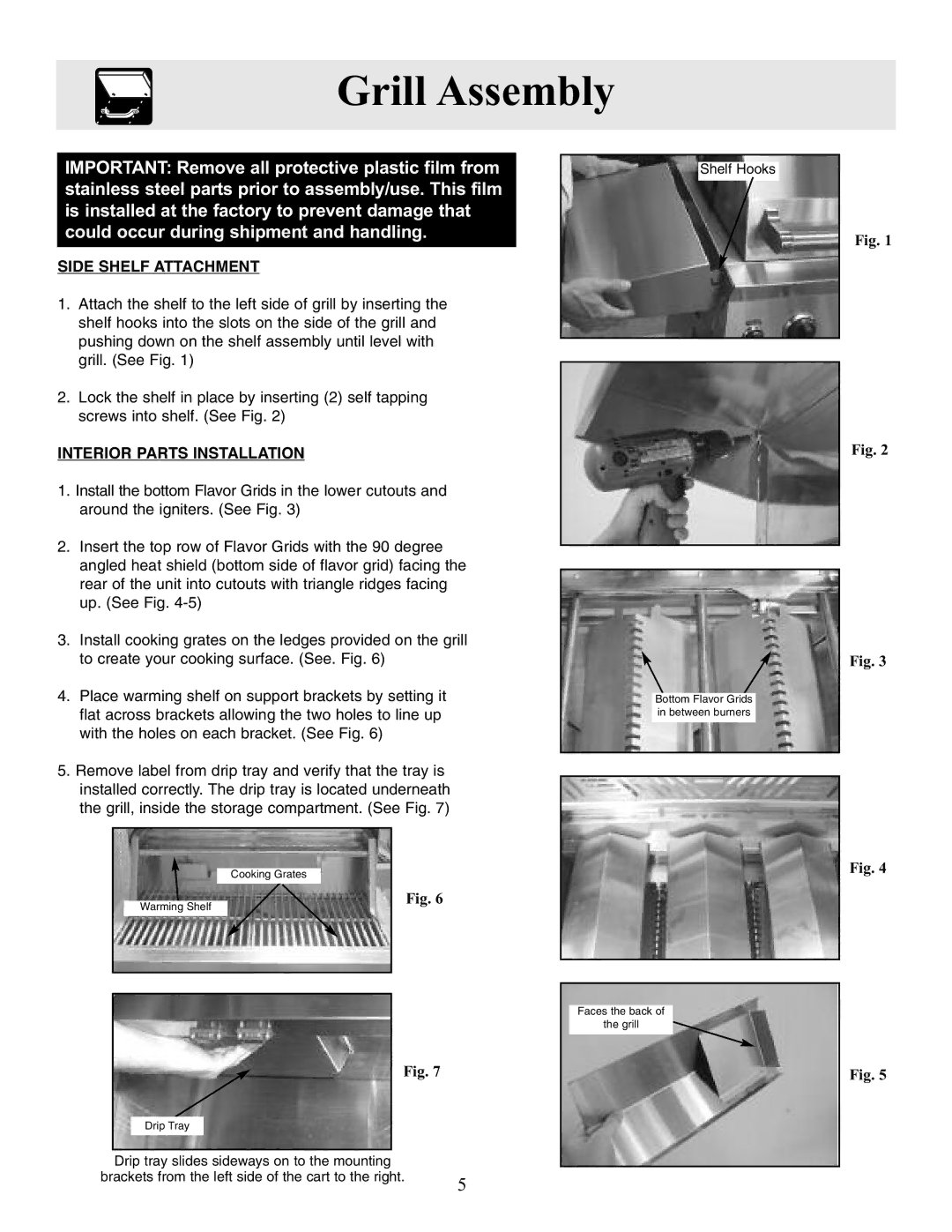 Frigidaire Outdoor Grill with Electronic Ignition Grill Assembly, Side Shelf Attachment, Interior Parts Installation 