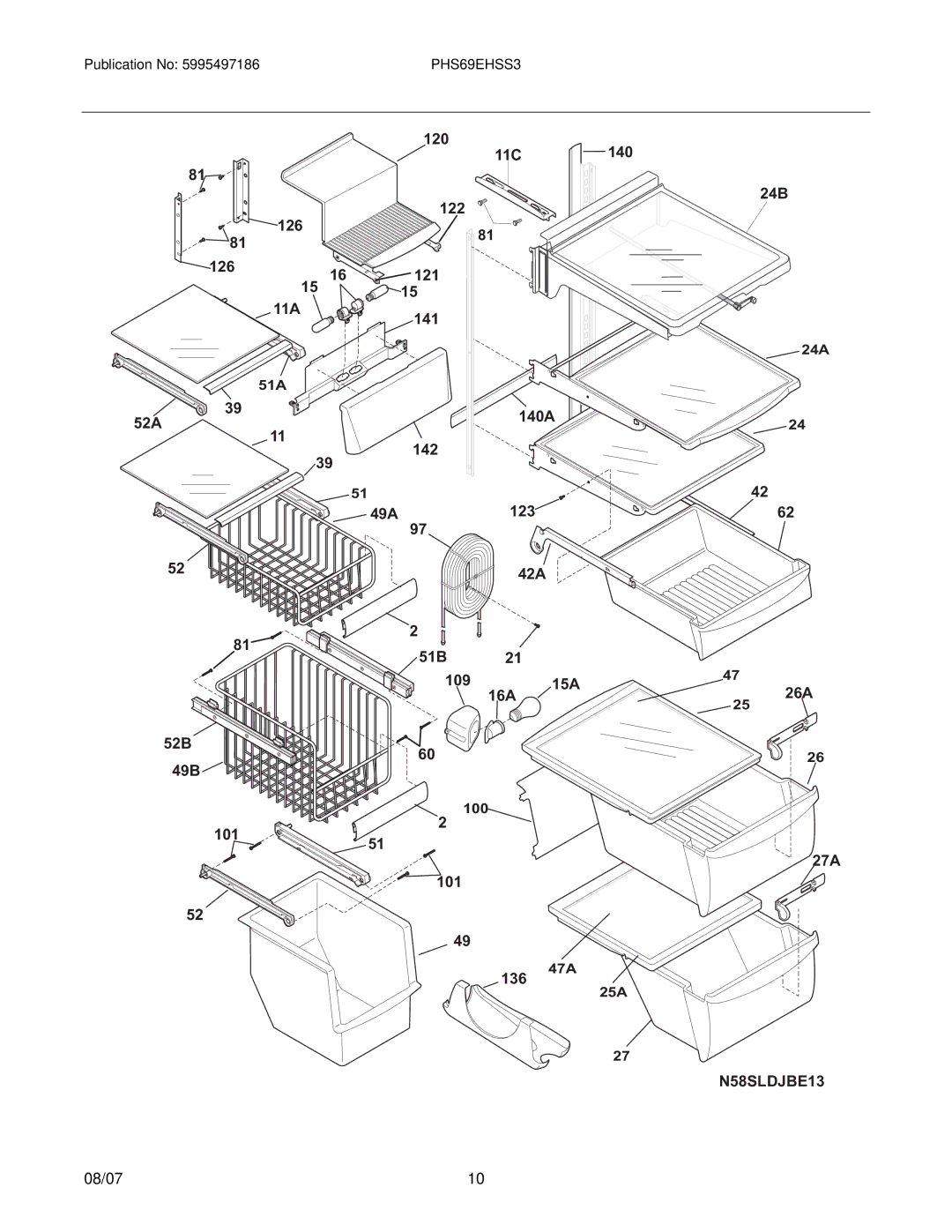 Frigidaire PHS69EHSS3 manual N58SLDJBE13 