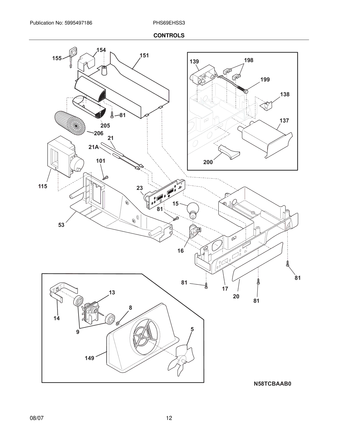 Frigidaire PHS69EHSS3 manual N58TCBAAB0 