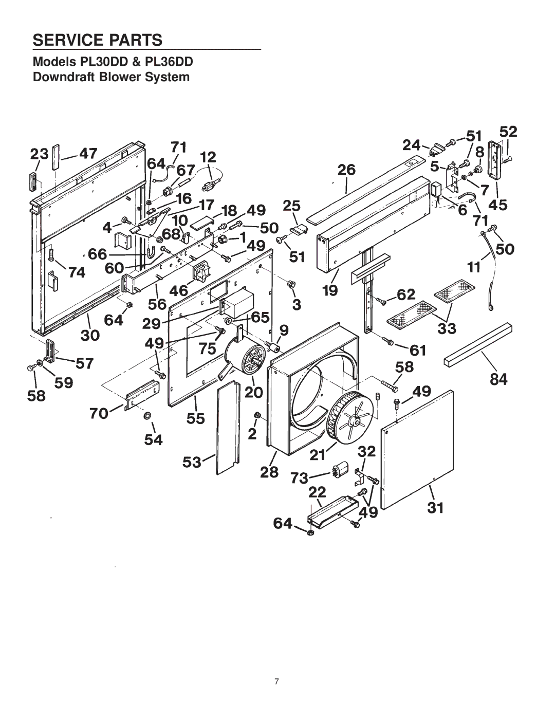 Frigidaire PL36DD, PL30DD warranty Service Parts 