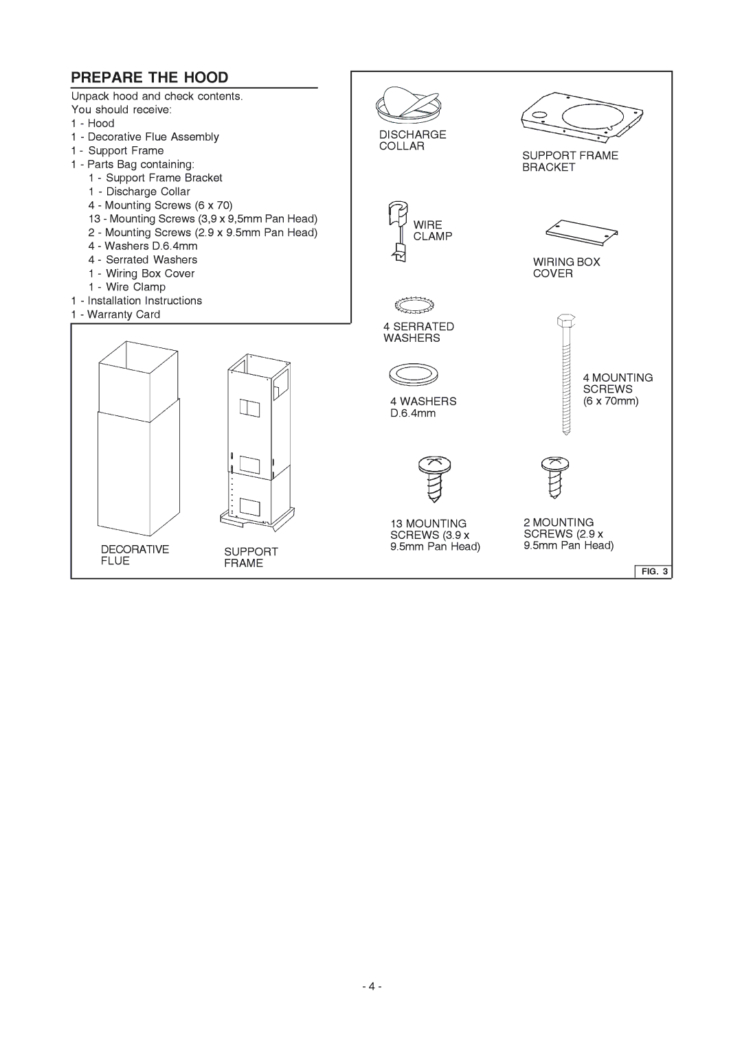 Frigidaire PL36PC50EC manual Prepare the Hood, Discharge Collar Wire Support Frame Bracket 