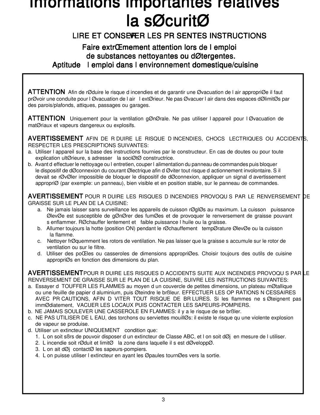 Frigidaire PLHV42P8KC important safety instructions Sécurité la à relatives importantes Informations 