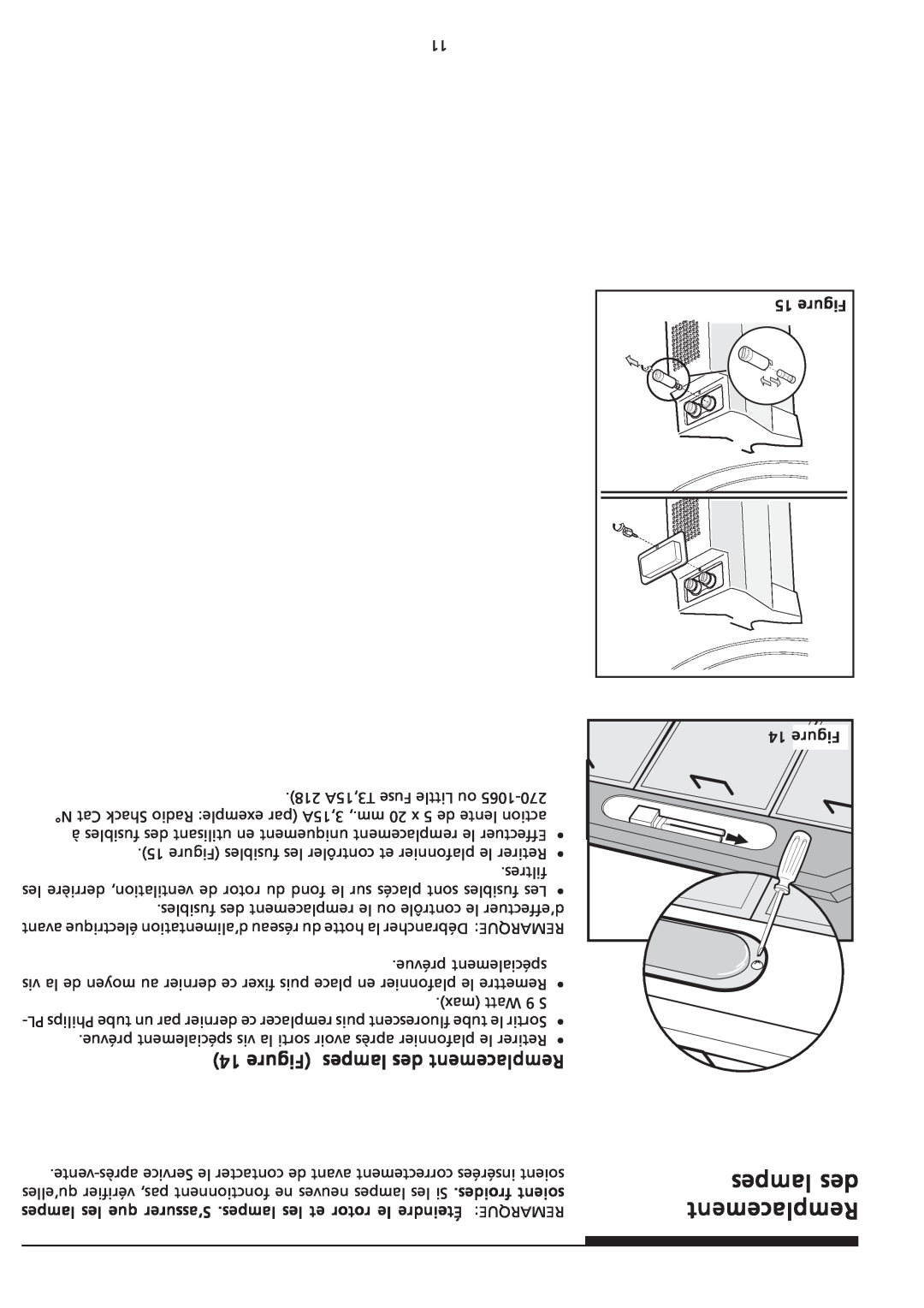 Frigidaire PLHV42P8KC important safety instructions Figure lampes des Remplacement 