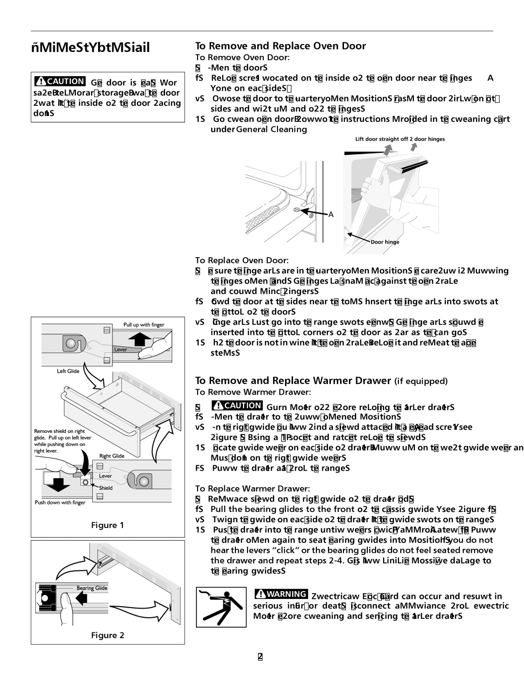 Frigidaire pmn To Remove and Replace Oven Door, To Remove and Replace Warmer Drawer if equipped 