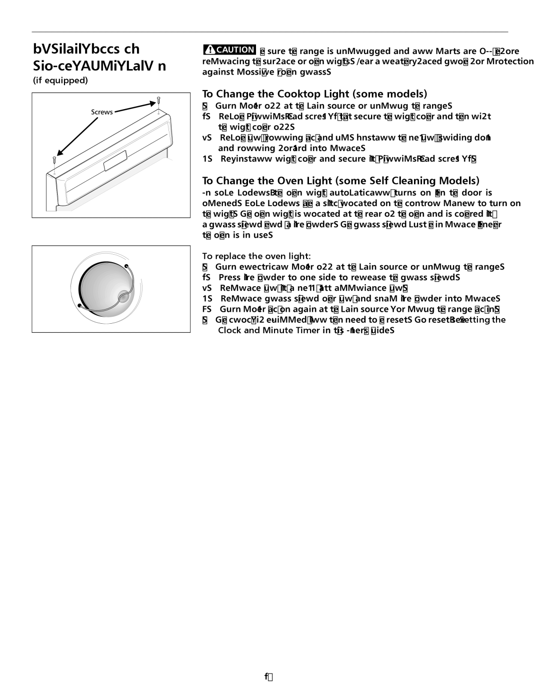 Frigidaire pmn Changing Cooktop and/or Oven Lights, To Change the Cooktop Light some models, If equipped 