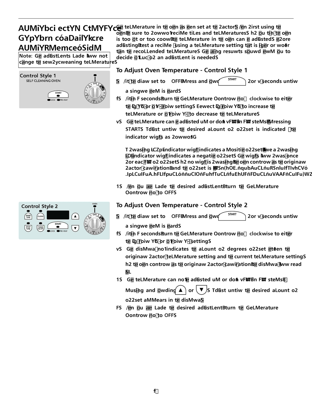 Frigidaire pmn Oven Control Style 1 or 2 Customizing Your Oven Performance, To Adjust Oven Temperature Control Style 