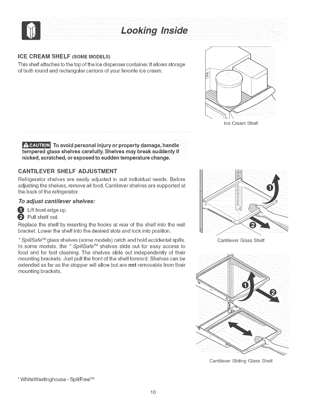 Frigidaire Refrigerator warranty Cantilever Shelf Adjustment, To adjust cantilever shelves 