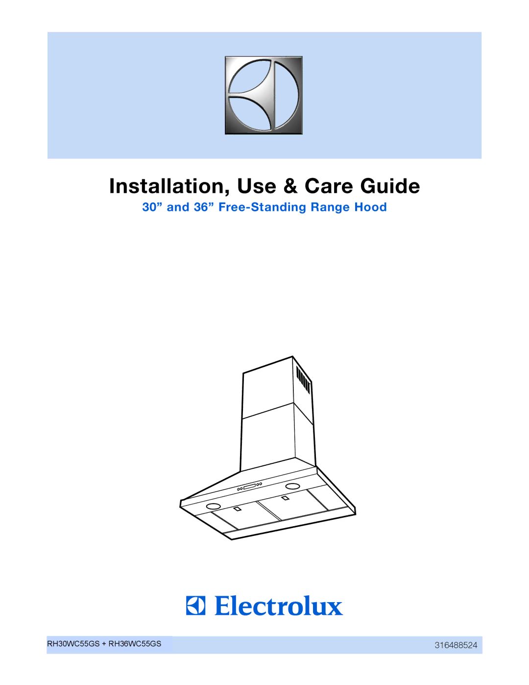 Frigidaire RH36WC55GS, RH30WC55GS, EI30WC55GS, EI36WC55GS, 316488524 manual Installation, Use & Care Guide 